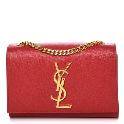 Saint Laurent Grain De Poudre Small Monogram Kate Satchel Red 1 of 9