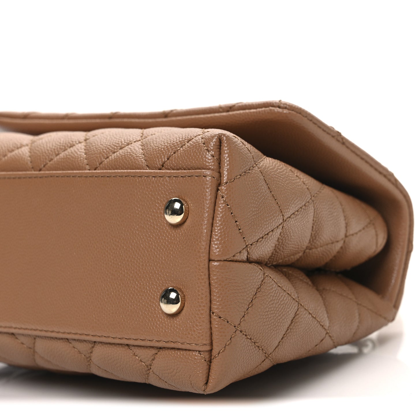 Caviar Quilted Mini Coco Handle Flap Beige