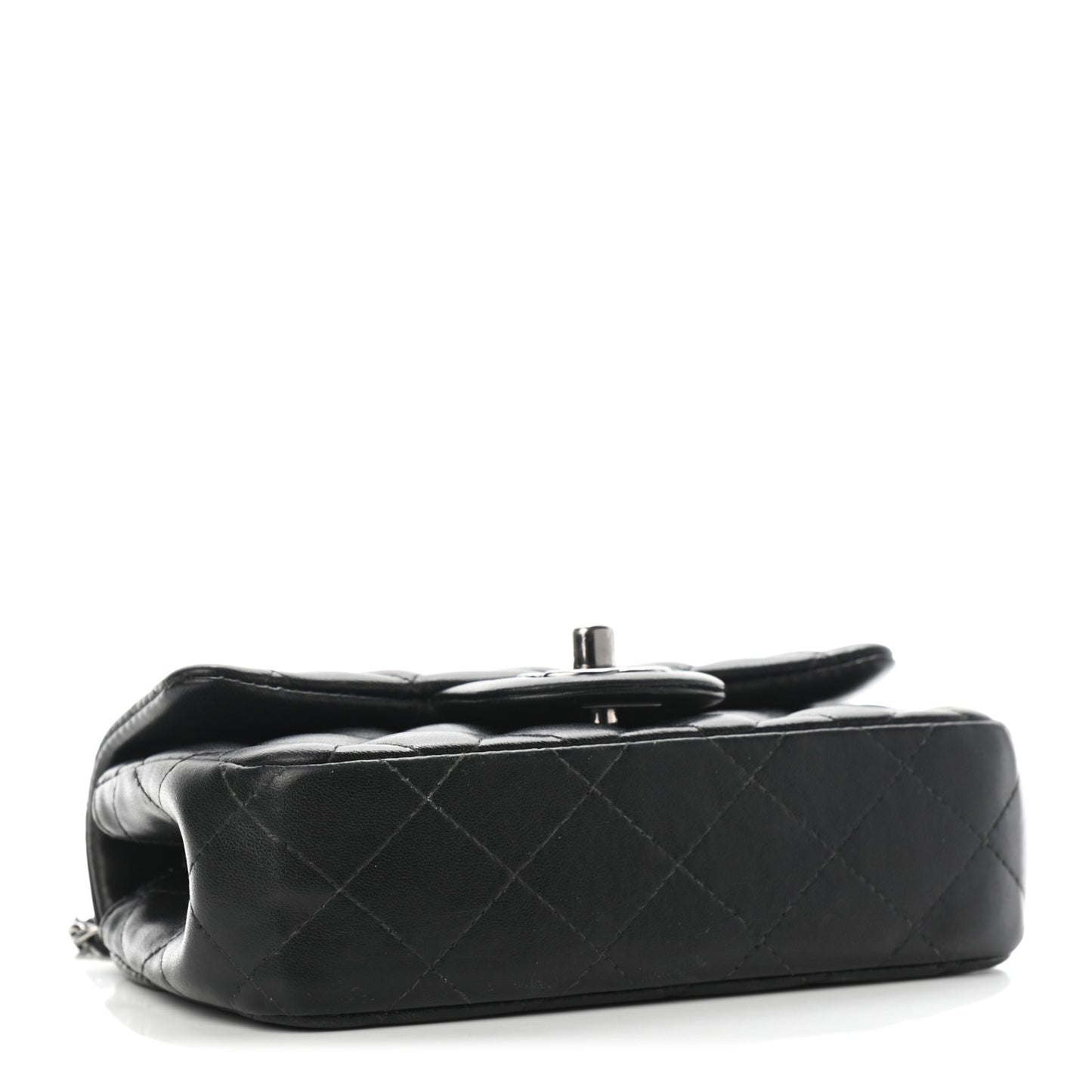 Lambskin Quilted Extra Mini Rectangular Flap Black