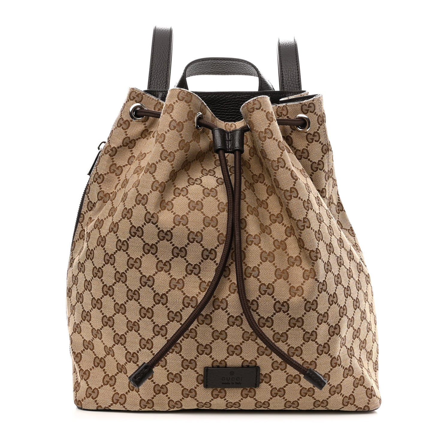Monogram Dollar Calfskin O Drawstring Backpack Beige Ebony Testa di Moro Dark Chocolate