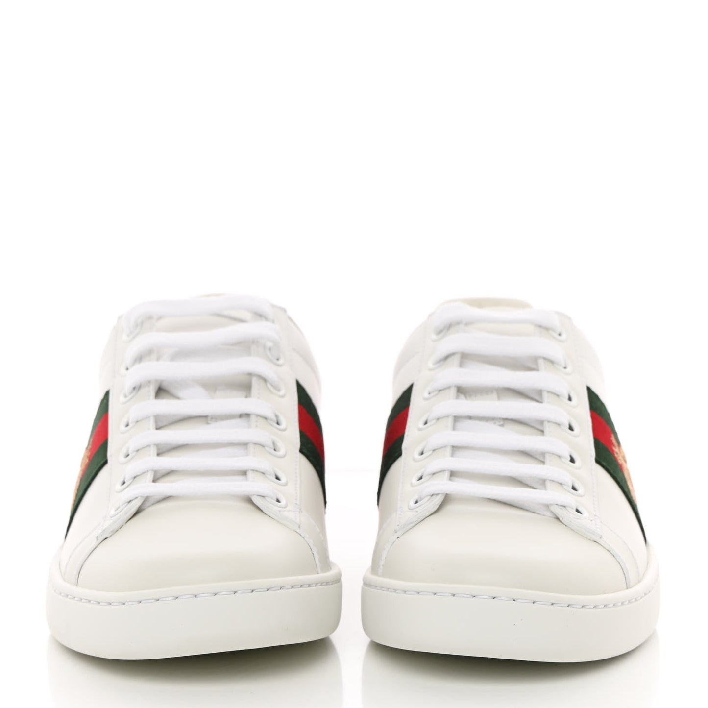 Calfskin Ayers Bee Embroidered Womens Ace Sneakers 36.5 White Green