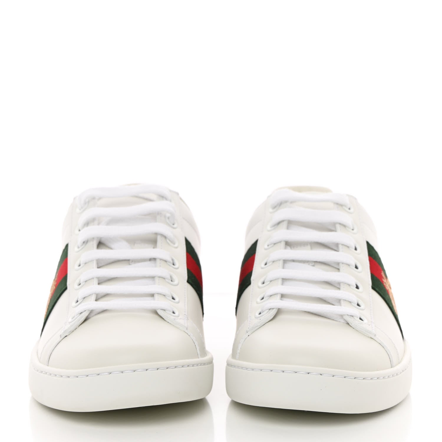 Gucci Calfskin Ayers Bee Embroidered Womens Ace Sneakers 36.5 White Green 2 of 12