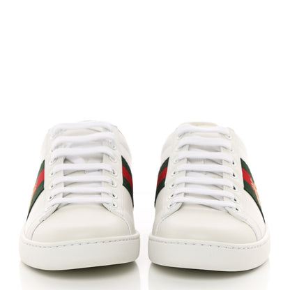 Gucci Calfskin Ayers Bee Embroidered Womens Ace Sneakers 36.5 White Green 2 of 12