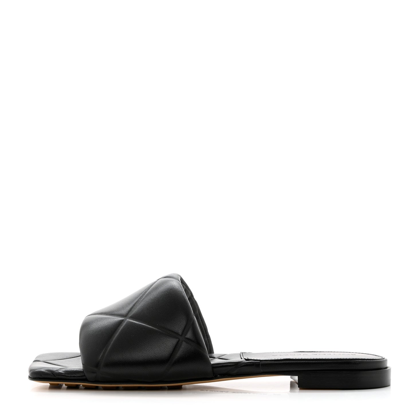 Nappa Quilted Rubber Lido Flat Sandals 36 Black