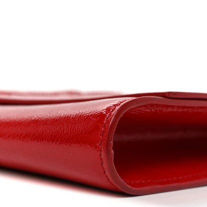 Saint Laurent Textured Patent Monogram Large Belle De Jour Clutch Red 9 of 9