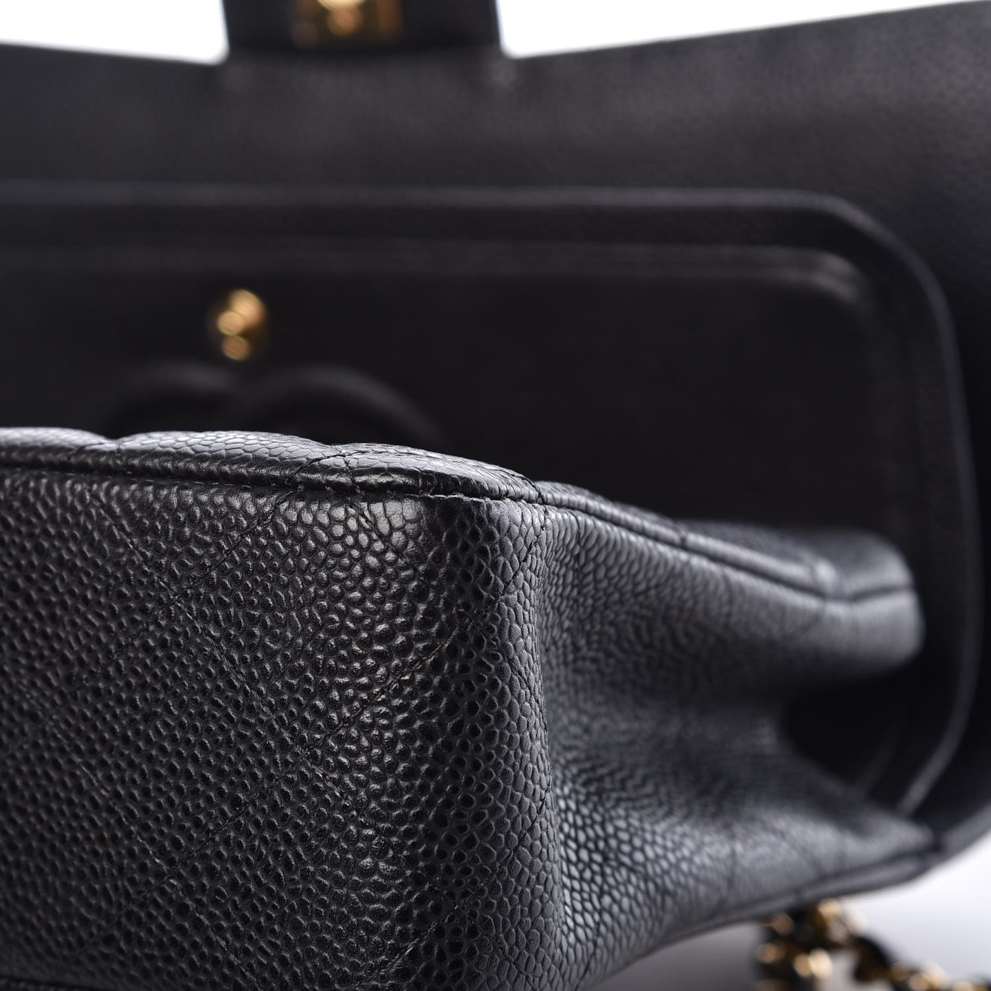 Caviar Quilted Medium Double Flap Black