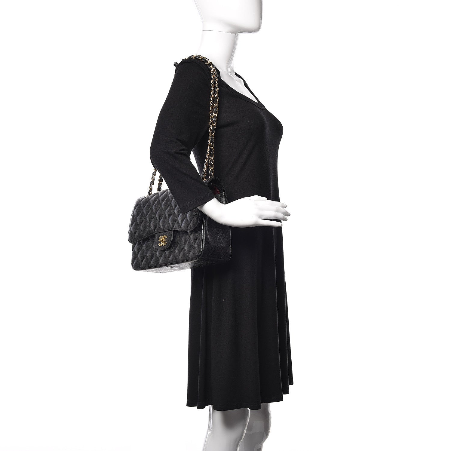 Chanel Caviar Quilted Jumbo Double Flap Black 2 of 15