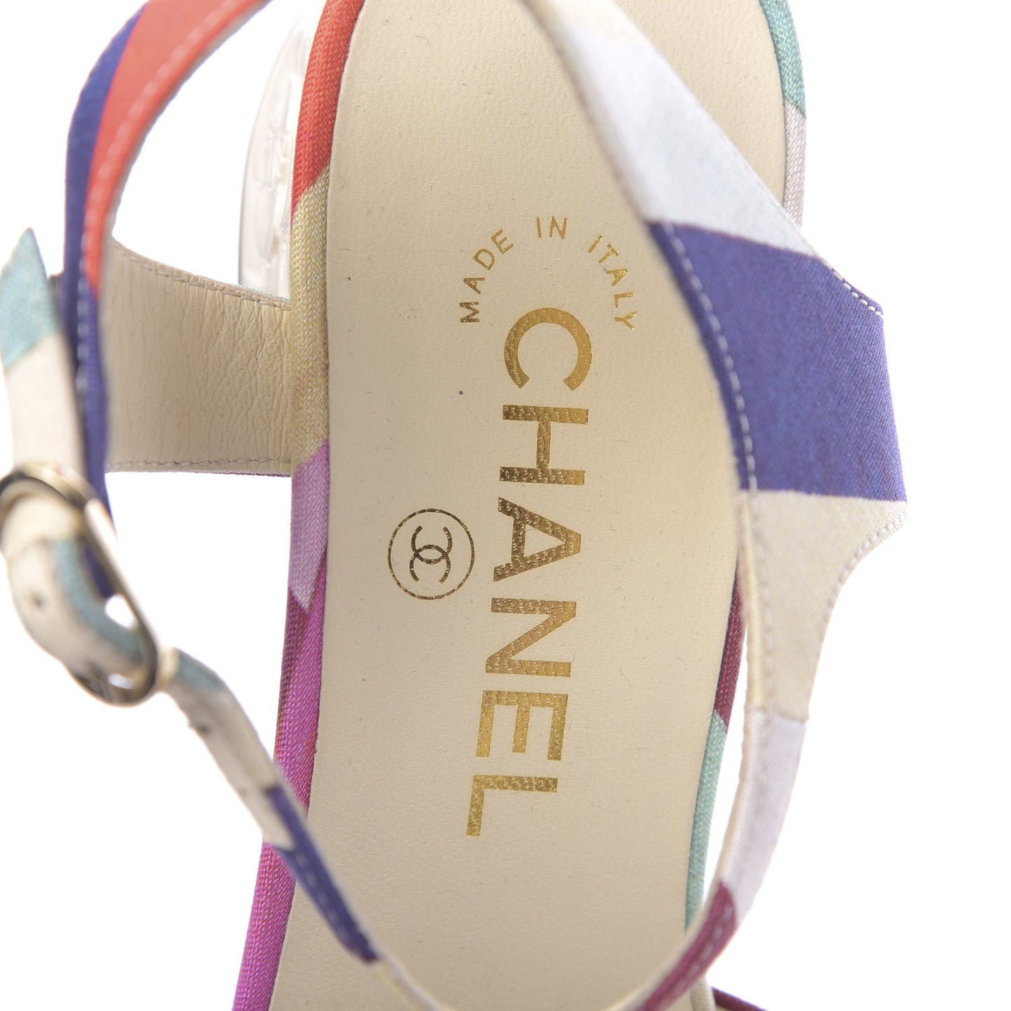 Fabric Camellia Embossed Sandals 38.5 Multicolor