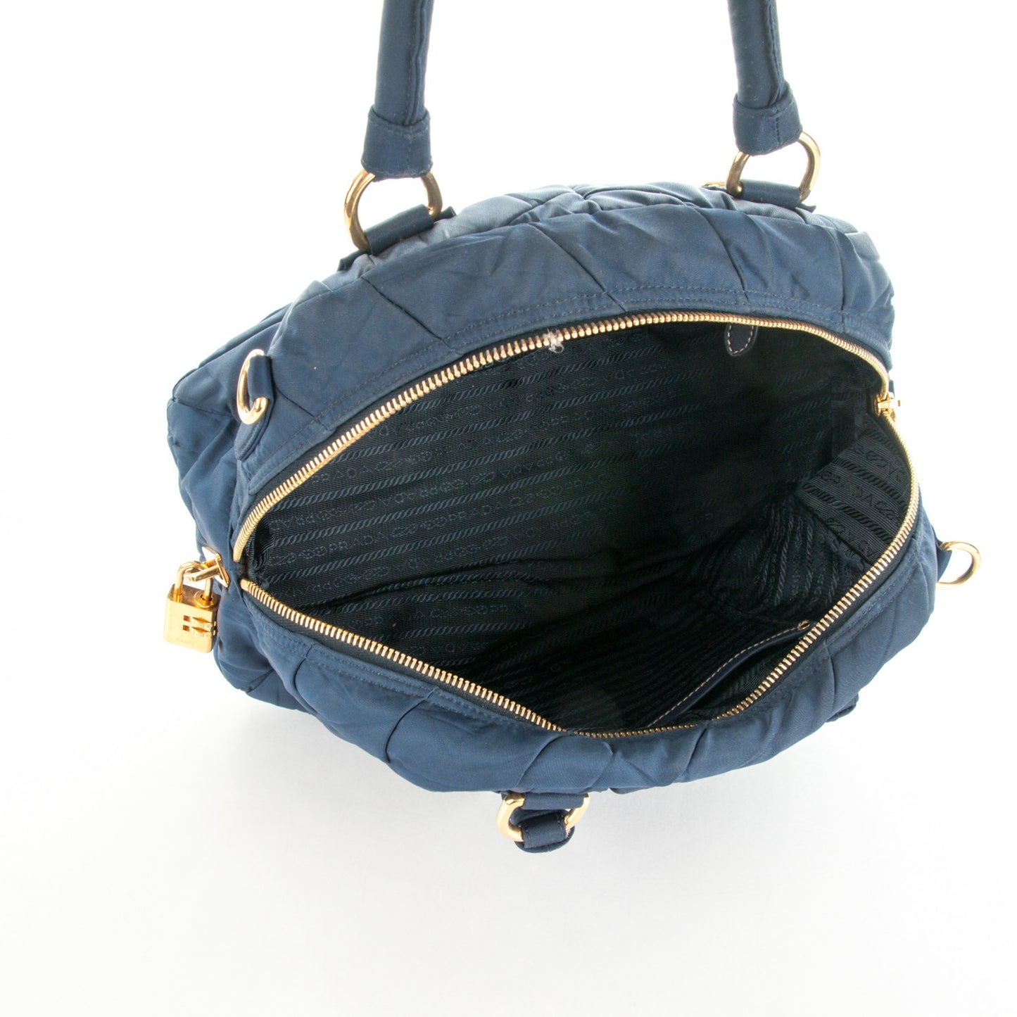 Tessuto Nylon Chevron Quilted Small Dome Satchel Blue