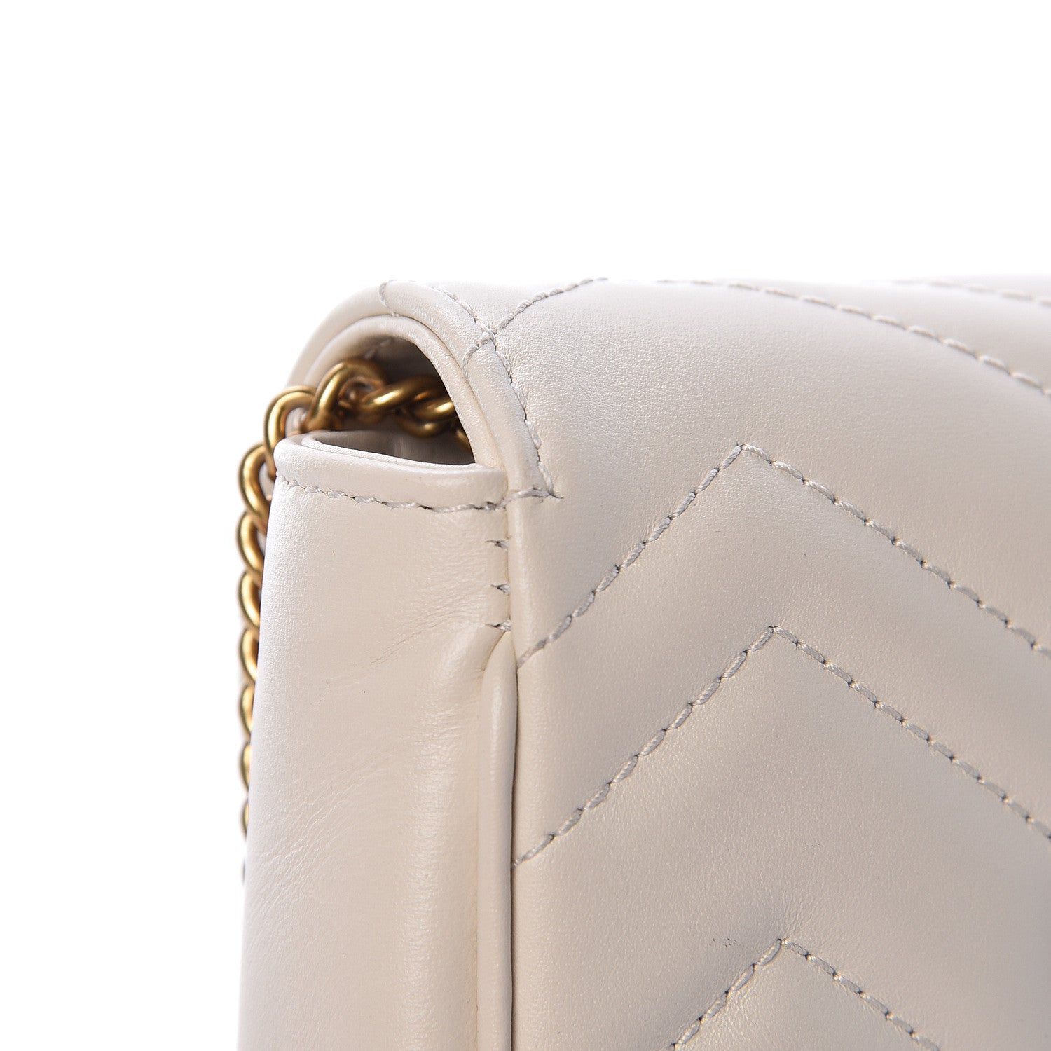 Gucci Calfskin Matelasse Super Mini GG Marmont Shoulder Bag White 8 of 13