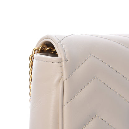 Gucci Calfskin Matelasse Super Mini GG Marmont Shoulder Bag White 8 of 13