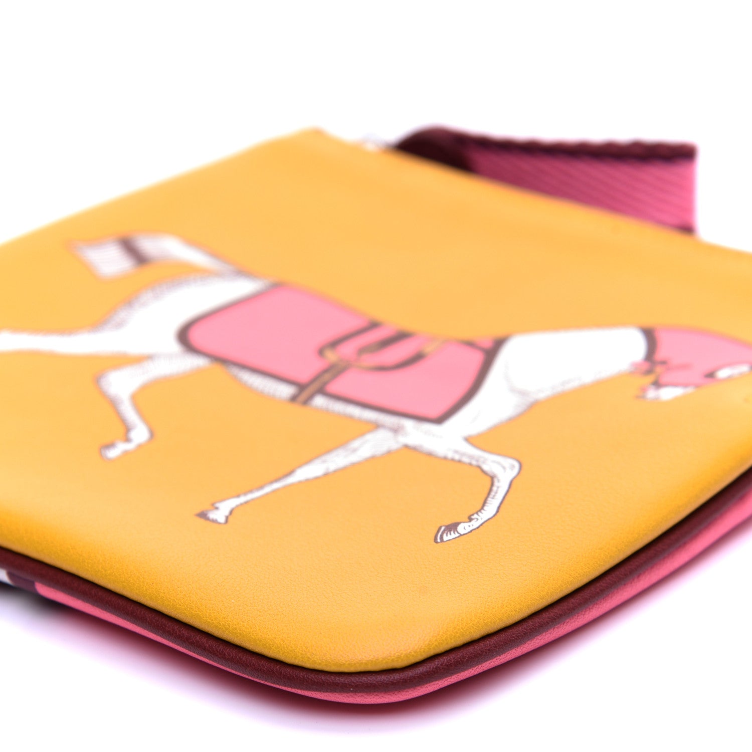 Hermes Swift Couverture Nouvelle Carre Pocket Pouch Jaune Ambre Rose D'Ete 7 of 9