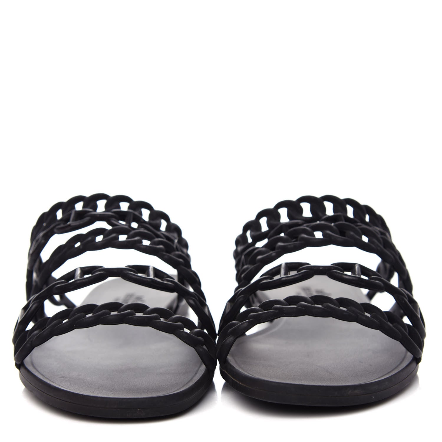 Hermes Rubber Chaine d'Ancre Nude Sandals 36 Black 2 of 10