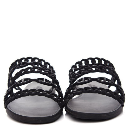 Hermes Rubber Chaine d'Ancre Nude Sandals 36 Black 2 of 10