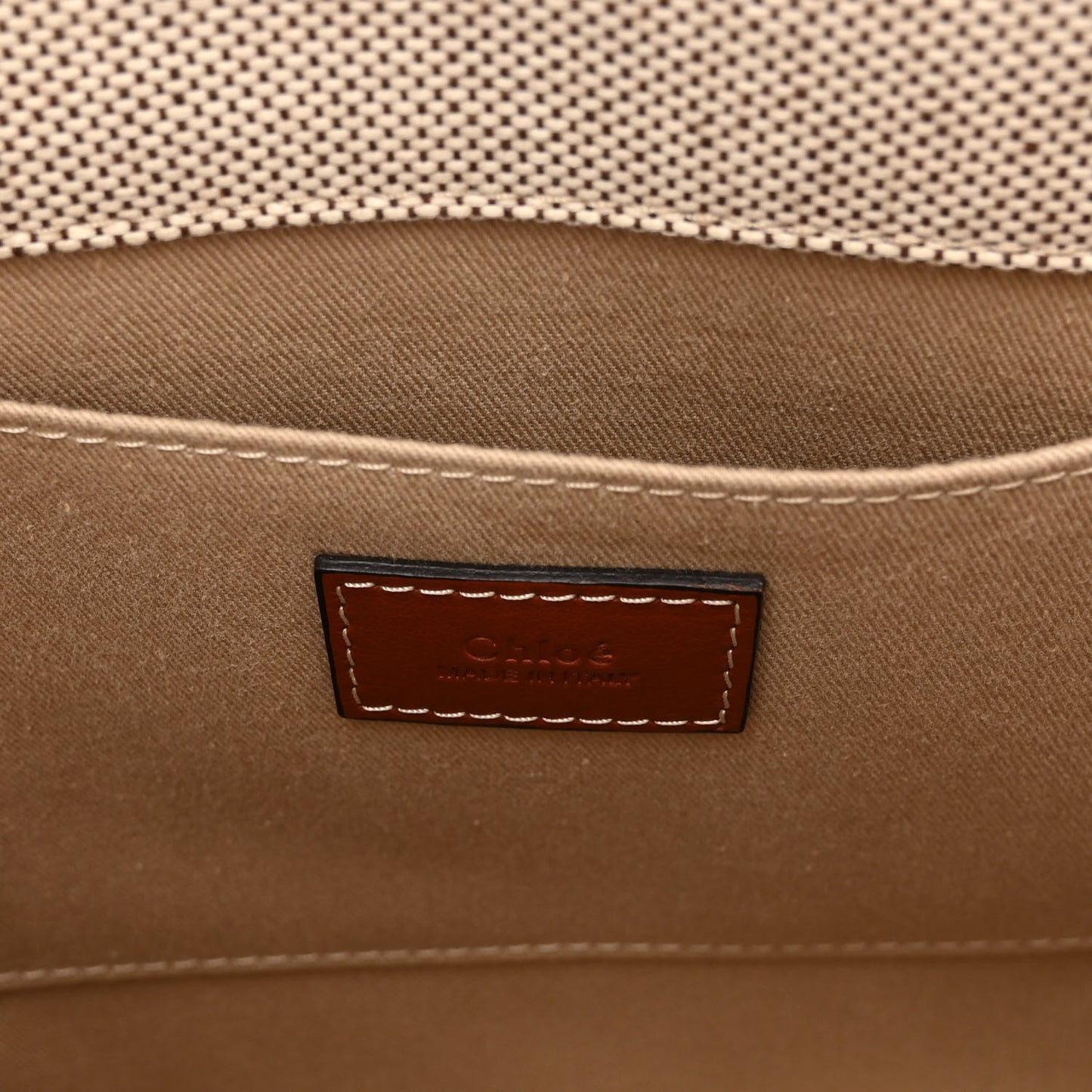 Cotton Calfskin Small Woody Ribbon Tote White Brown