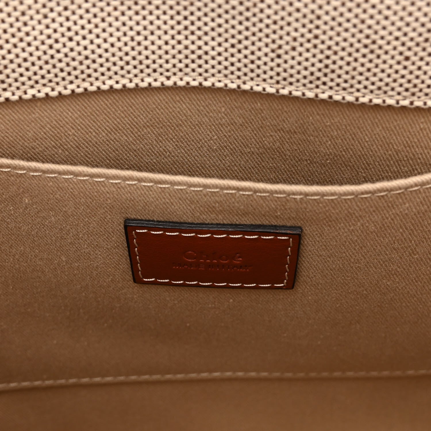 Chloe Cotton Calfskin Small Woody Ribbon Tote White Brown 6 of 12