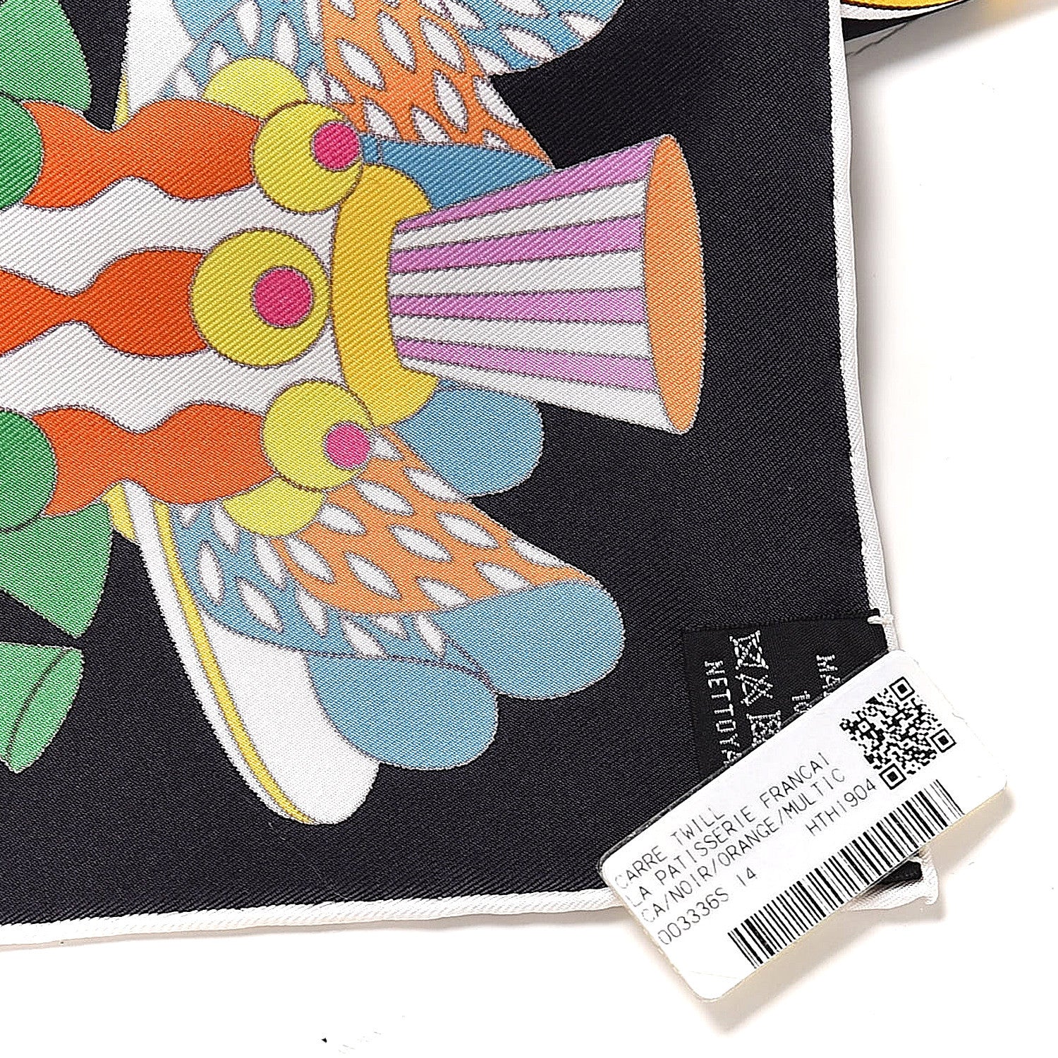 Hermes Silk La Patisserie Francaise Scarf 90 Orange Black Multicolor 2 of 5