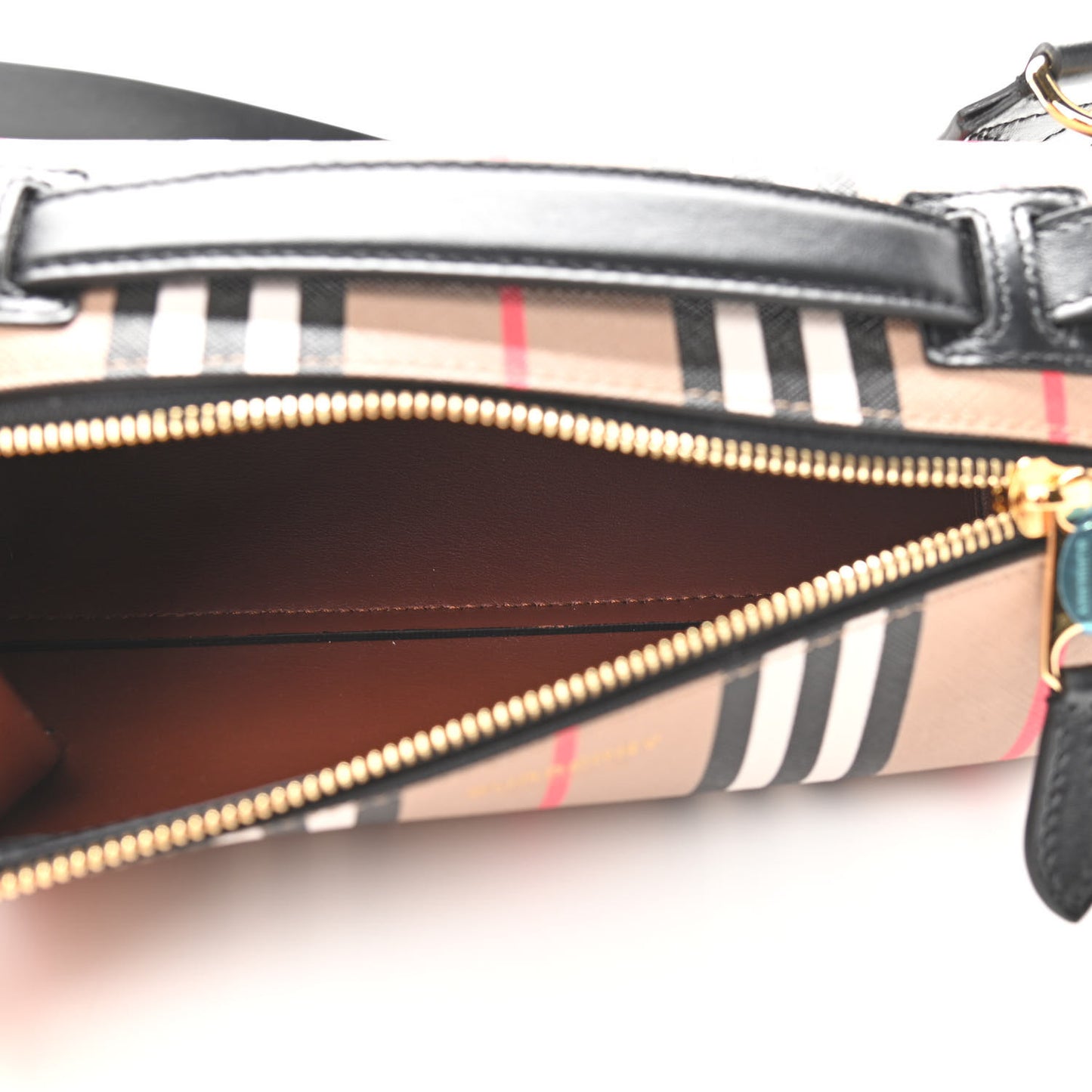 E-Canvas Calfskin Stripe Icon Barrel Bag Archive Beige