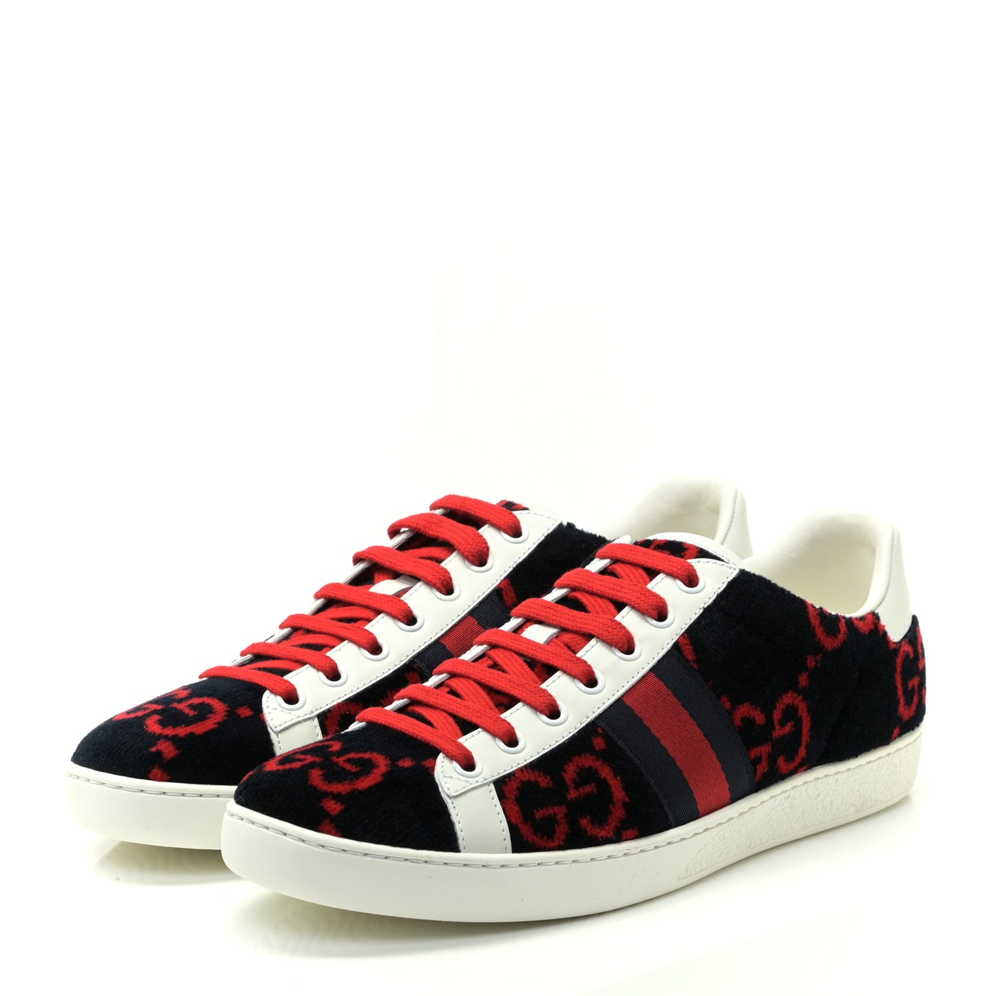 Terry Cloth GG Monogram Womens Ace Sneakers 38.5 Blue Red