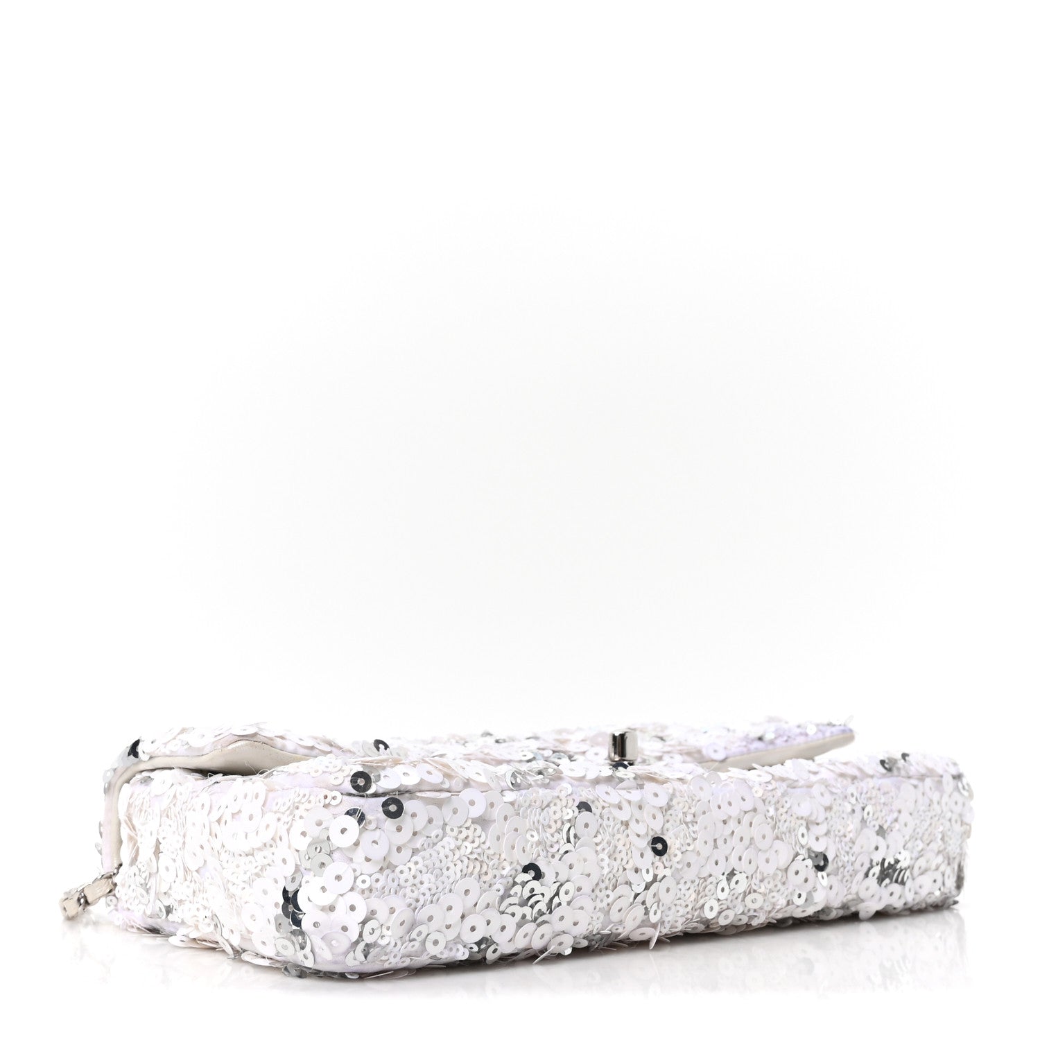 Chanel Sequin East West Flap White Silver 4 of 10