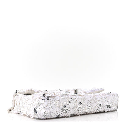 Chanel Sequin East West Flap White Silver 4 of 10