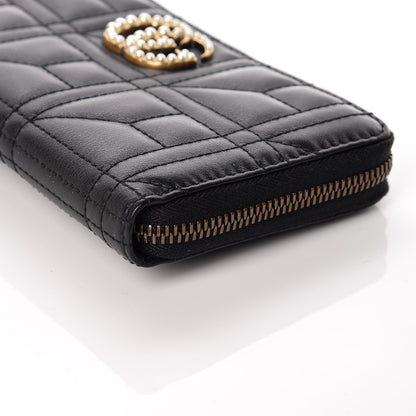 Gucci Calfskin Matelasse Pearly GG Marmont Zip Around Wallet Black 9 of 10