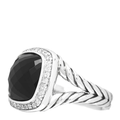 David Yurman Sterling Silver Diamond Black Onyx 11mm Albion Ring 50 5.5 3 of 5