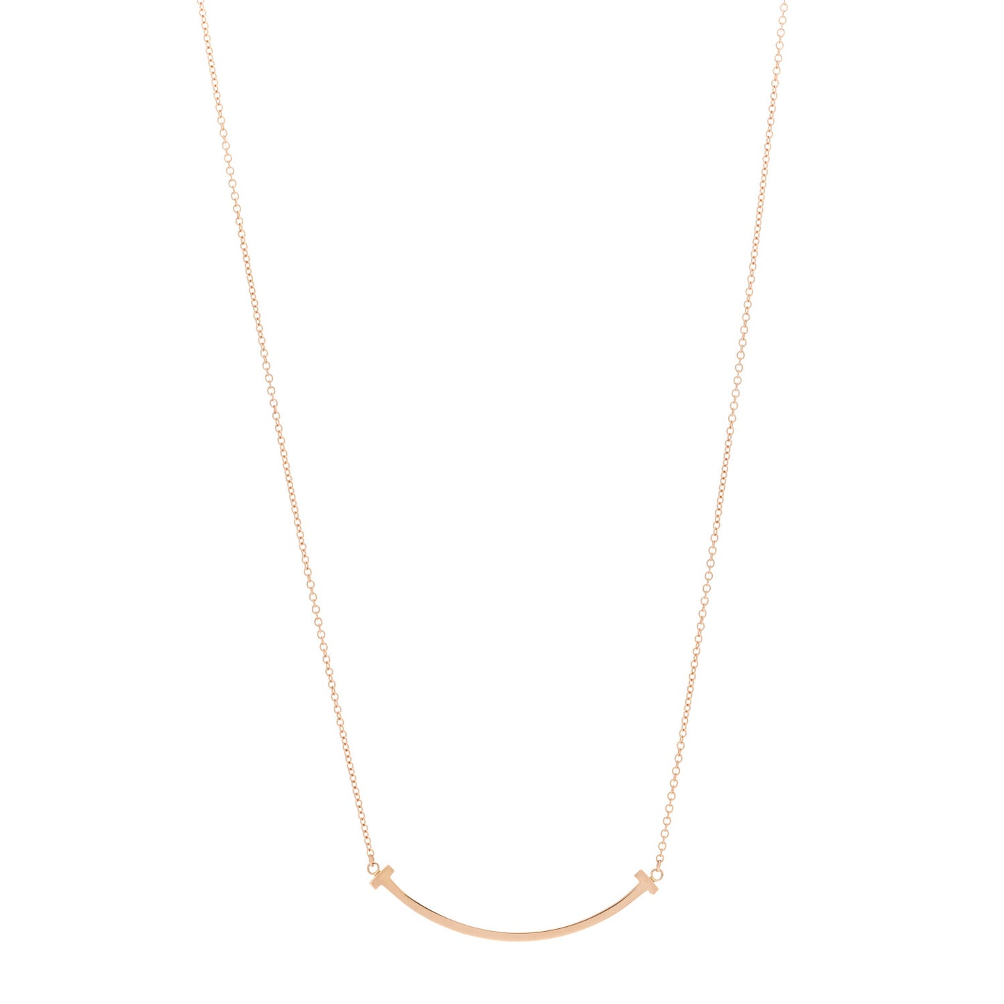 18K Rose Gold Small T Smile Pendant Necklace