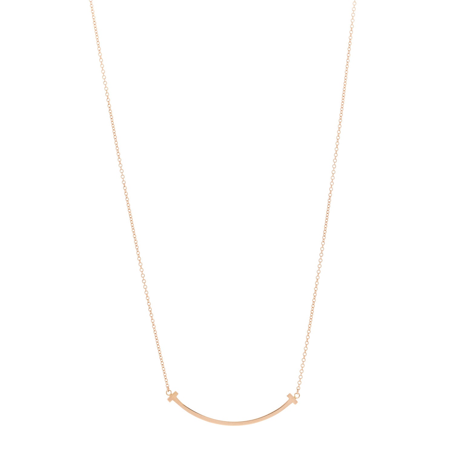 Tiffany 18K Rose Gold Small T Smile Pendant Necklace 1 of 5