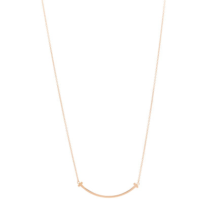 Tiffany 18K Rose Gold Small T Smile Pendant Necklace 1 of 5