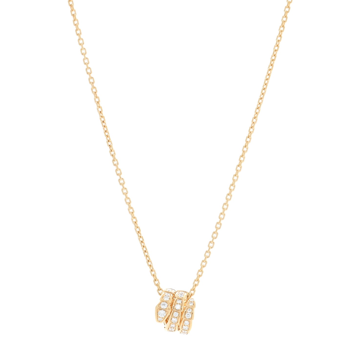 18K Yellow Gold Diamond Serpenti Viper Pave Pendant Necklace