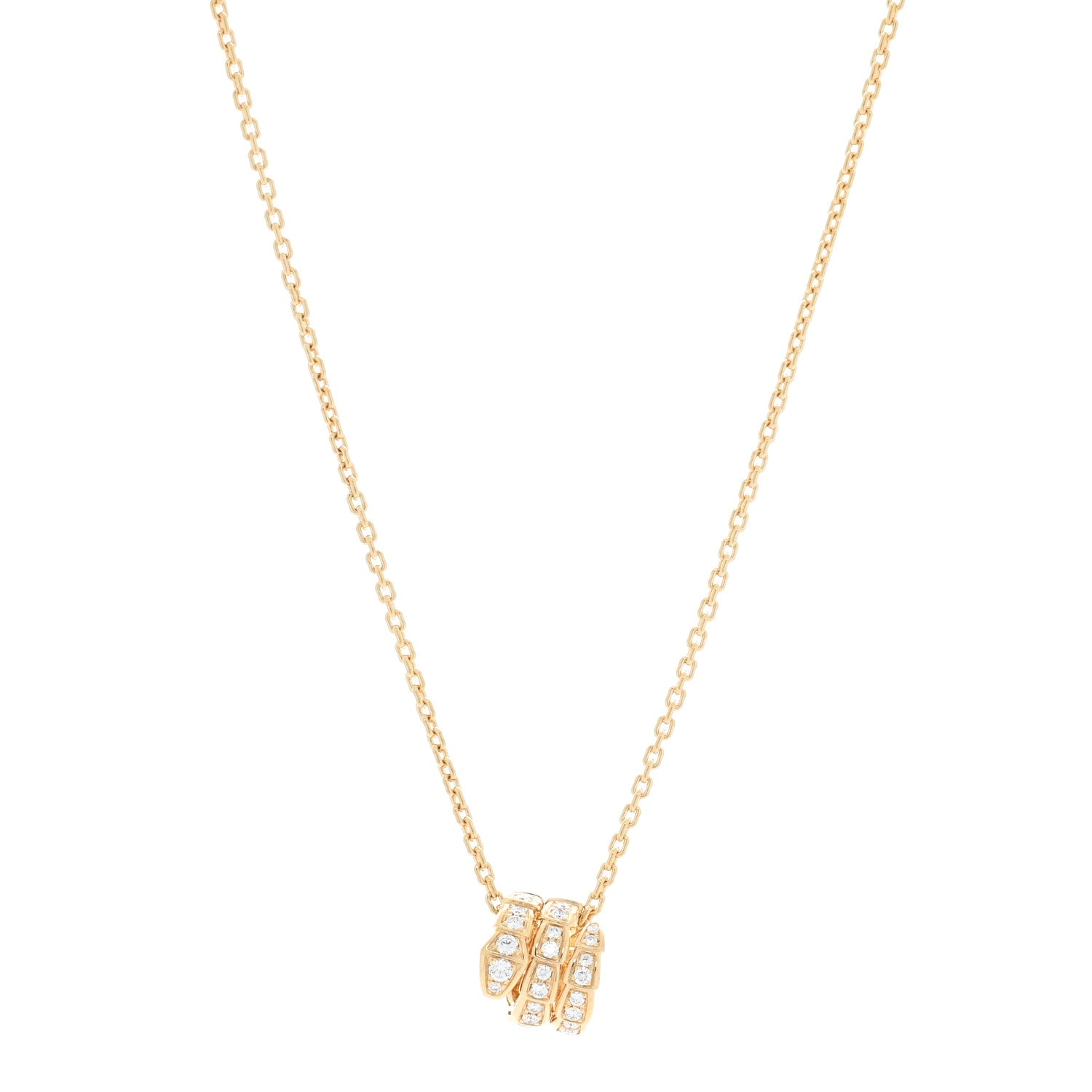 Bulgari 18K Yellow Gold Diamond Serpenti Viper Pave Pendant Necklace 1 of 4