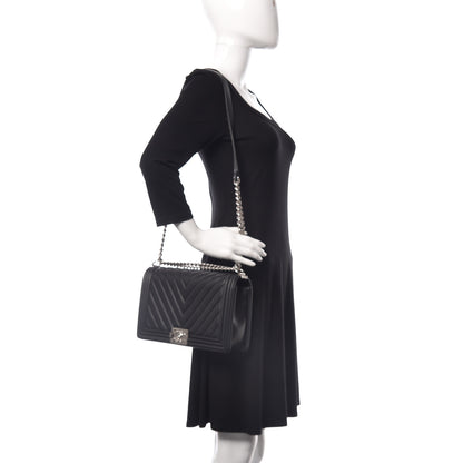 Chanel Calfskin Chevron Quilted New Medium Boy Flap Black 2 of 9