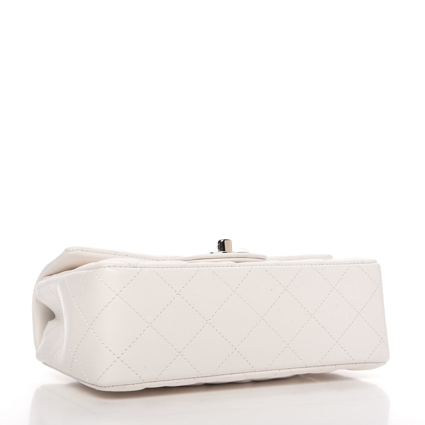 Lambskin Quilted Mini Rectangular Flap White