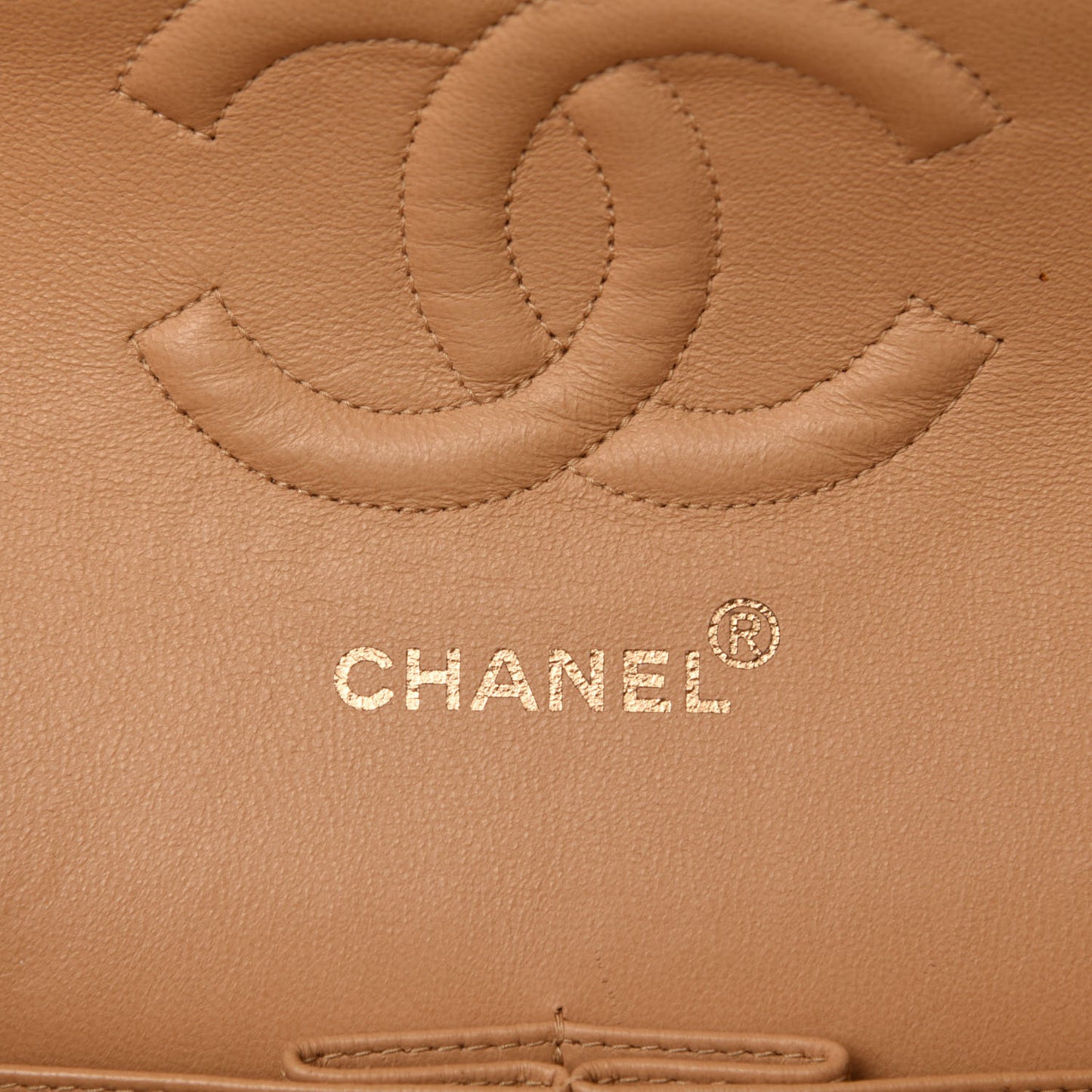 Lambskin Quilted Small Double Flap Beige