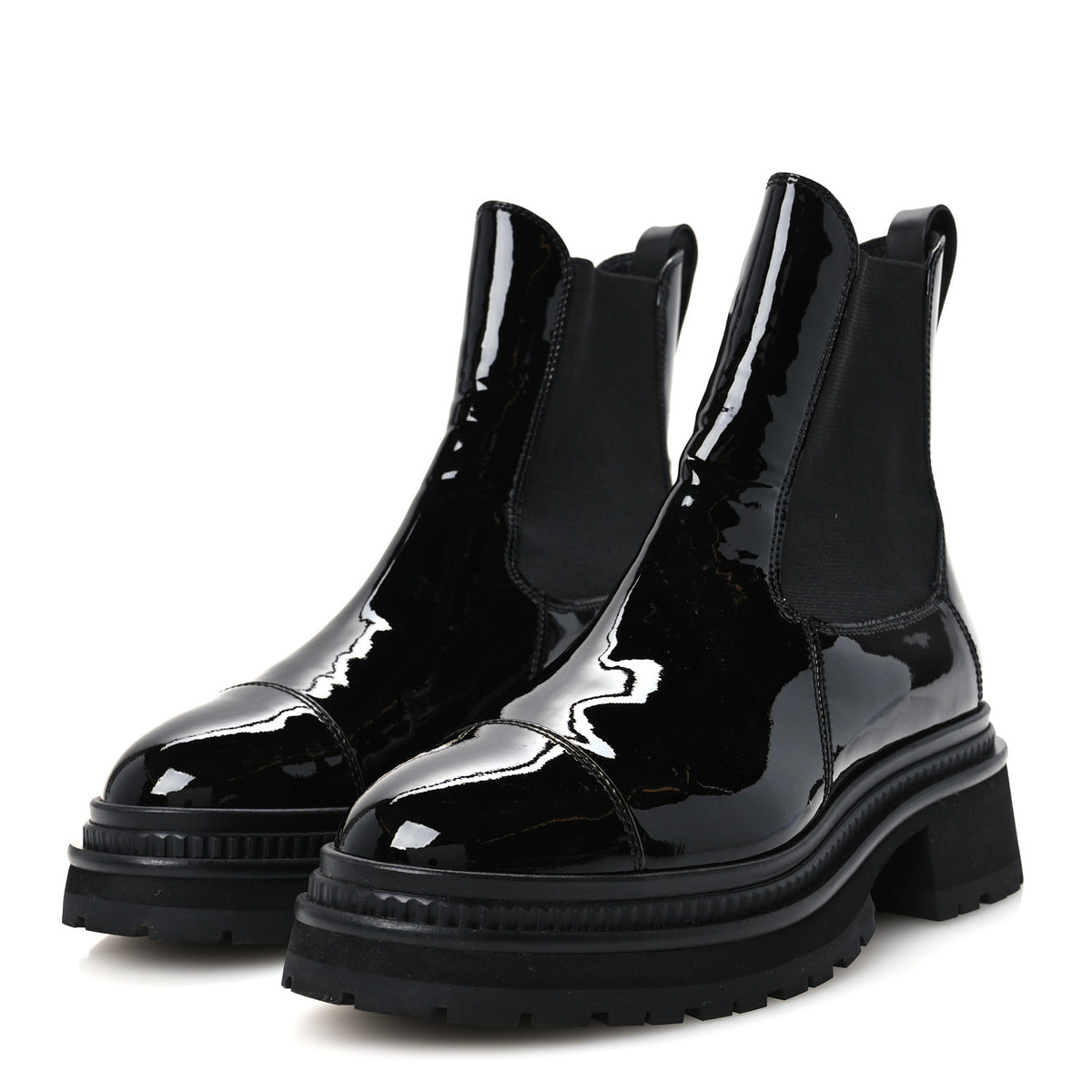 Patent Calfskin Ankle Boots 38 Black
