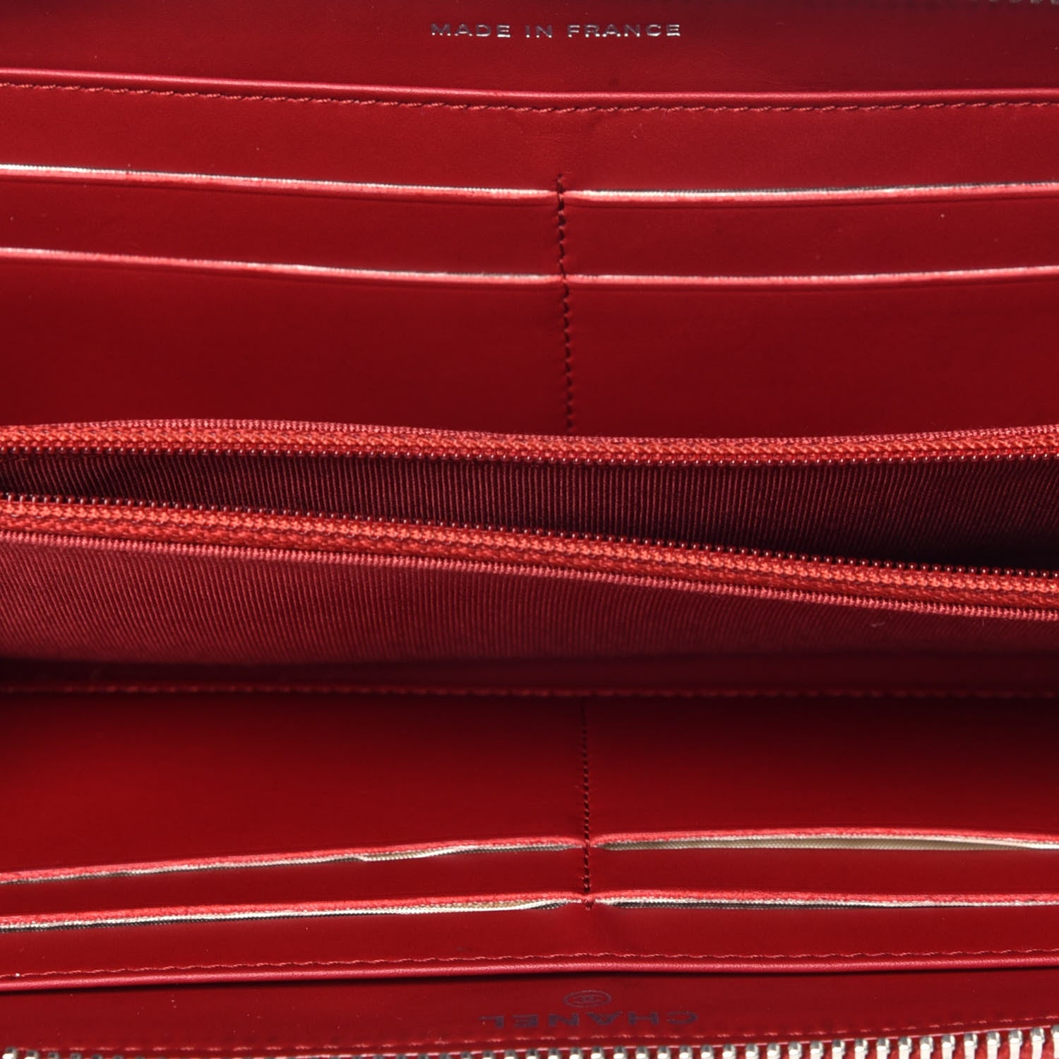 Chanel Caviar Quilted Large Gusset Zip Around Wallet Red 5 of 12