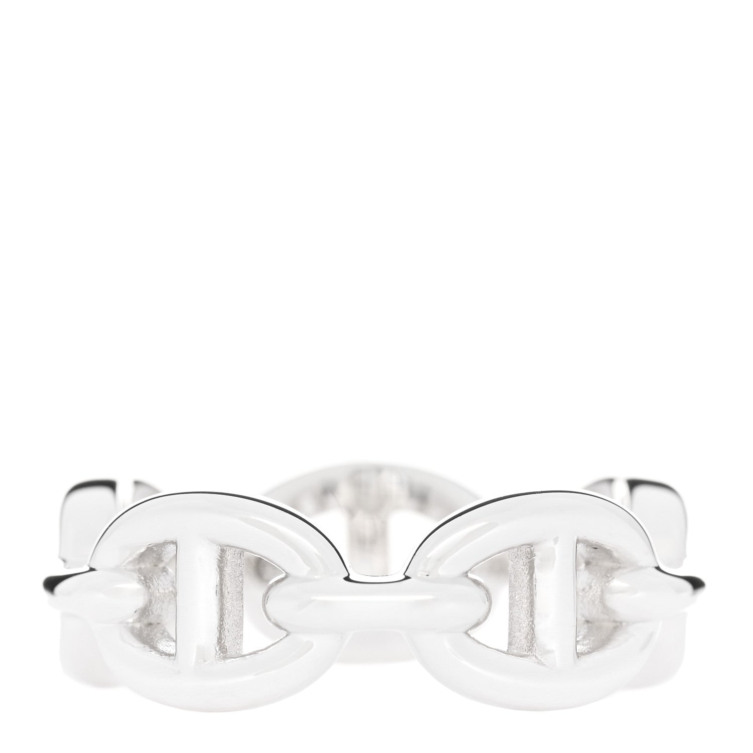 Hermes Sterling Silver PM Chaine d'Ancre Enchainee Band Ring 52 6 3 of 9