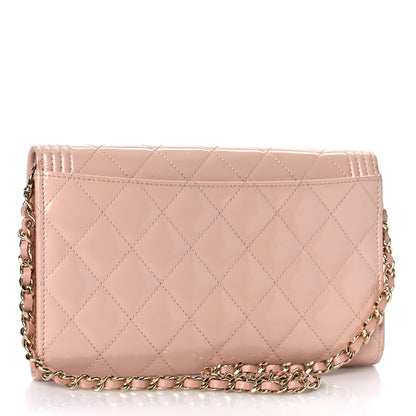 Chanel Iridescent Calfskin Quilted Boy Wallet on Removable Chain Light Pink 3 of 12