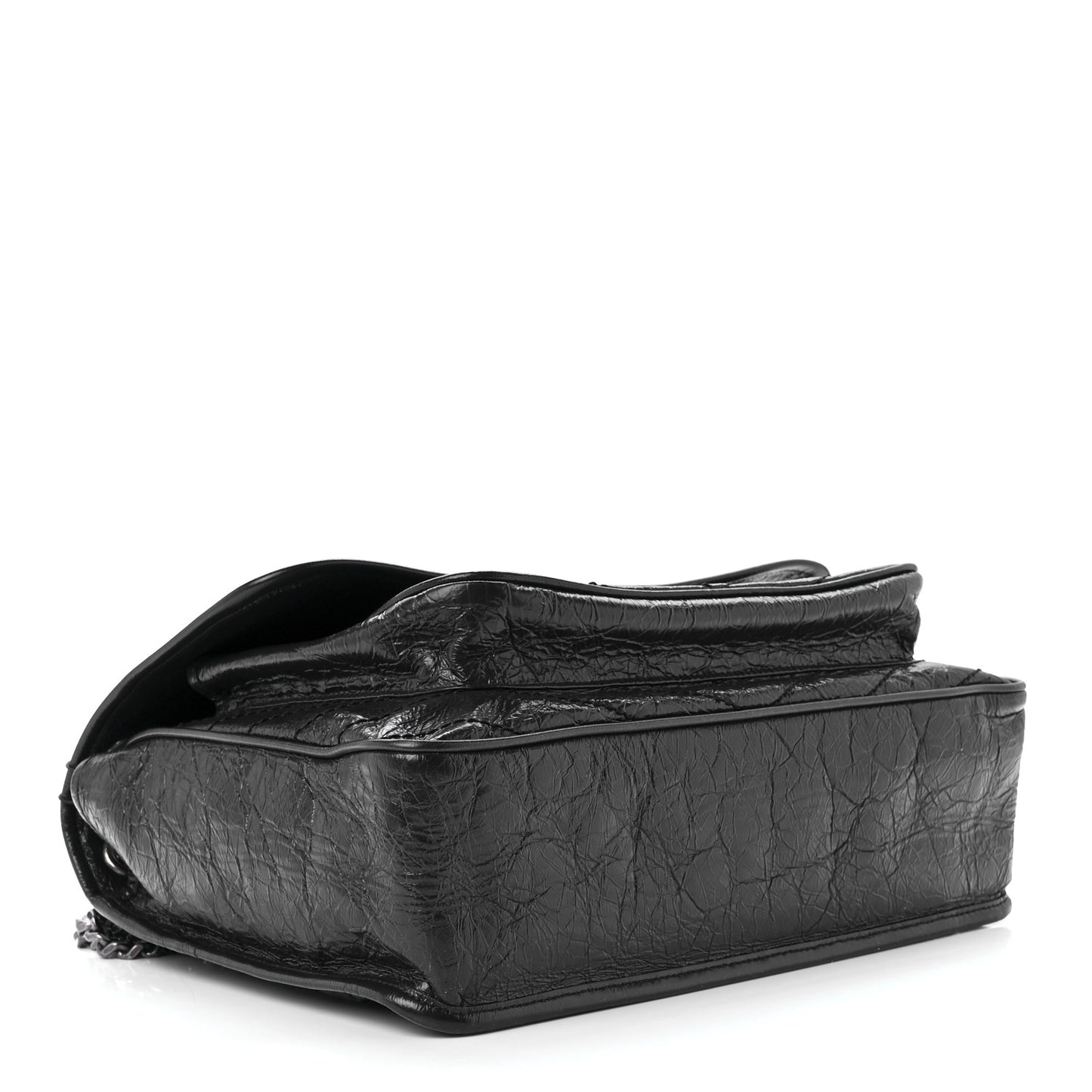 Crinkled Calfskin Matelasse Monogram Large Niki Chain Satchel Deep Marine