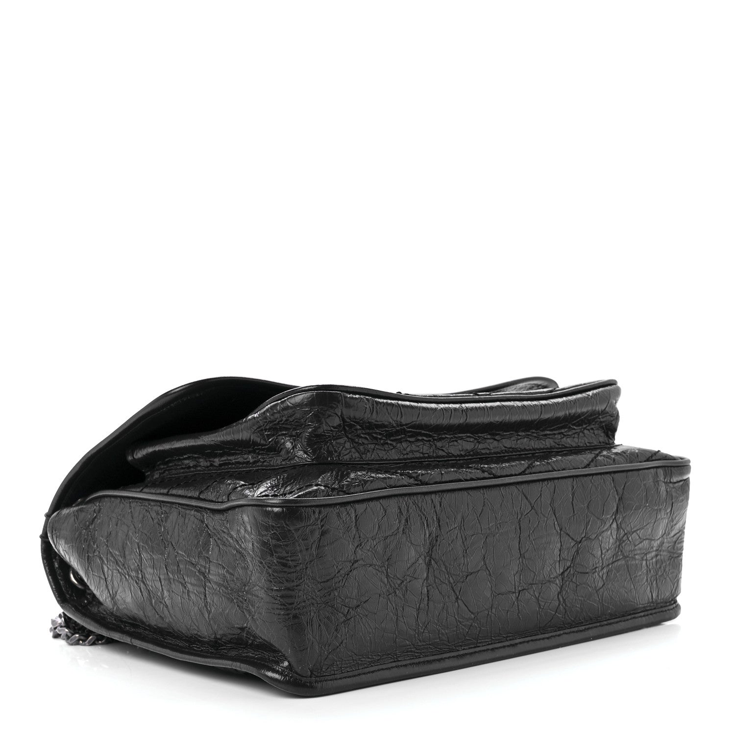 Saint Laurent Crinkled Calfskin Matelasse Monogram Large Niki Chain Satchel Deep Marine 3 of 11