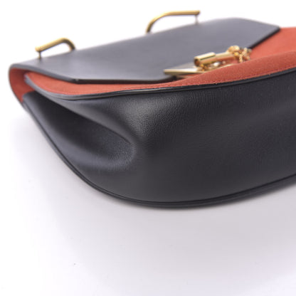 Chloe Suede Smooth Calfskin Drew Shoulder Bag Plaid Red Black 5 of 8