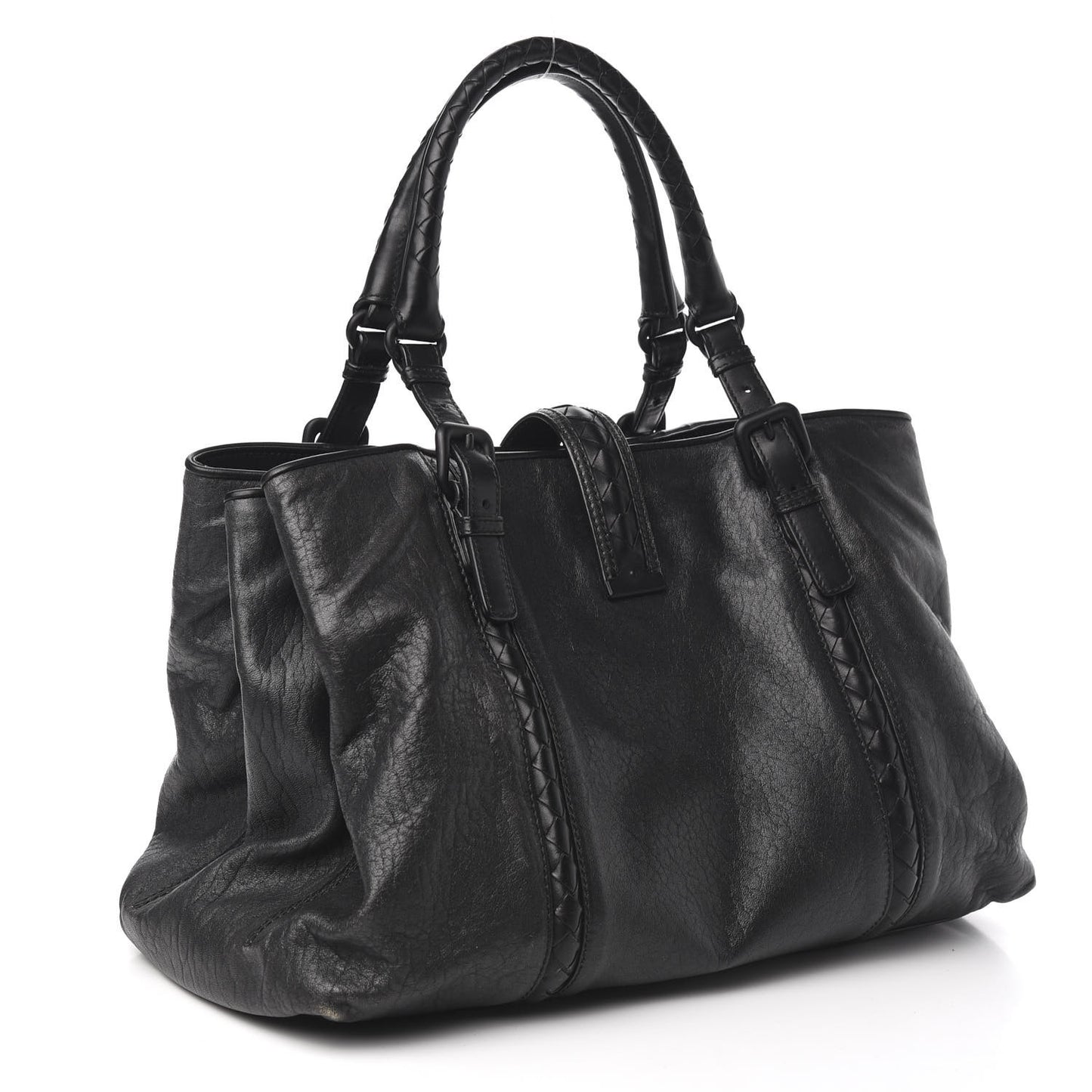 Grained Lambskin Medium Roma Tote Black