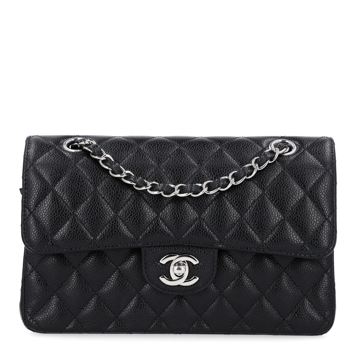 Caviar Quilted Small Double Flap Black