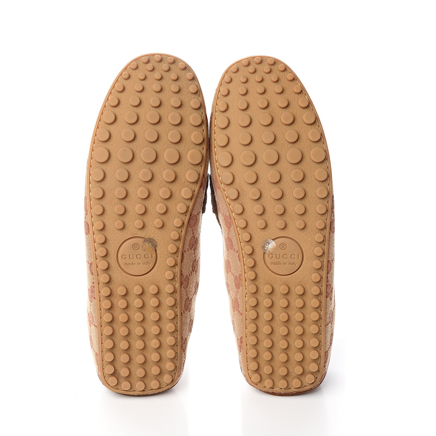 GG Monogram Suede Mens Driver Loafers 9.5 Beige Ruggine Cuir