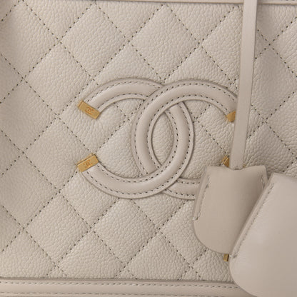 Chanel Caviar Quilted Medium CC Filigree Vanity Case Light Beige 10 of 11
