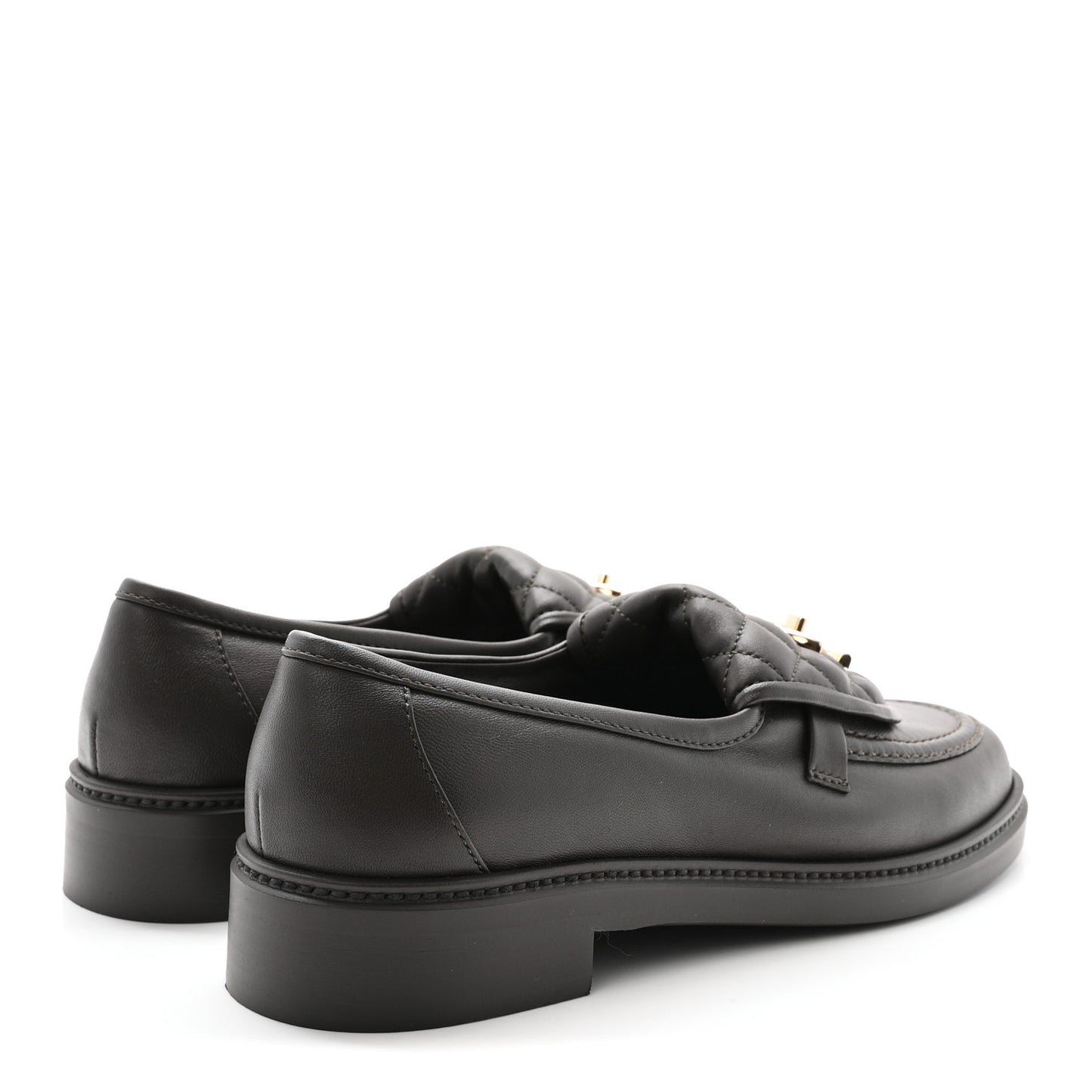 Lambskin Quilted CC Turnlock Loafers 39.5 Dark Brown