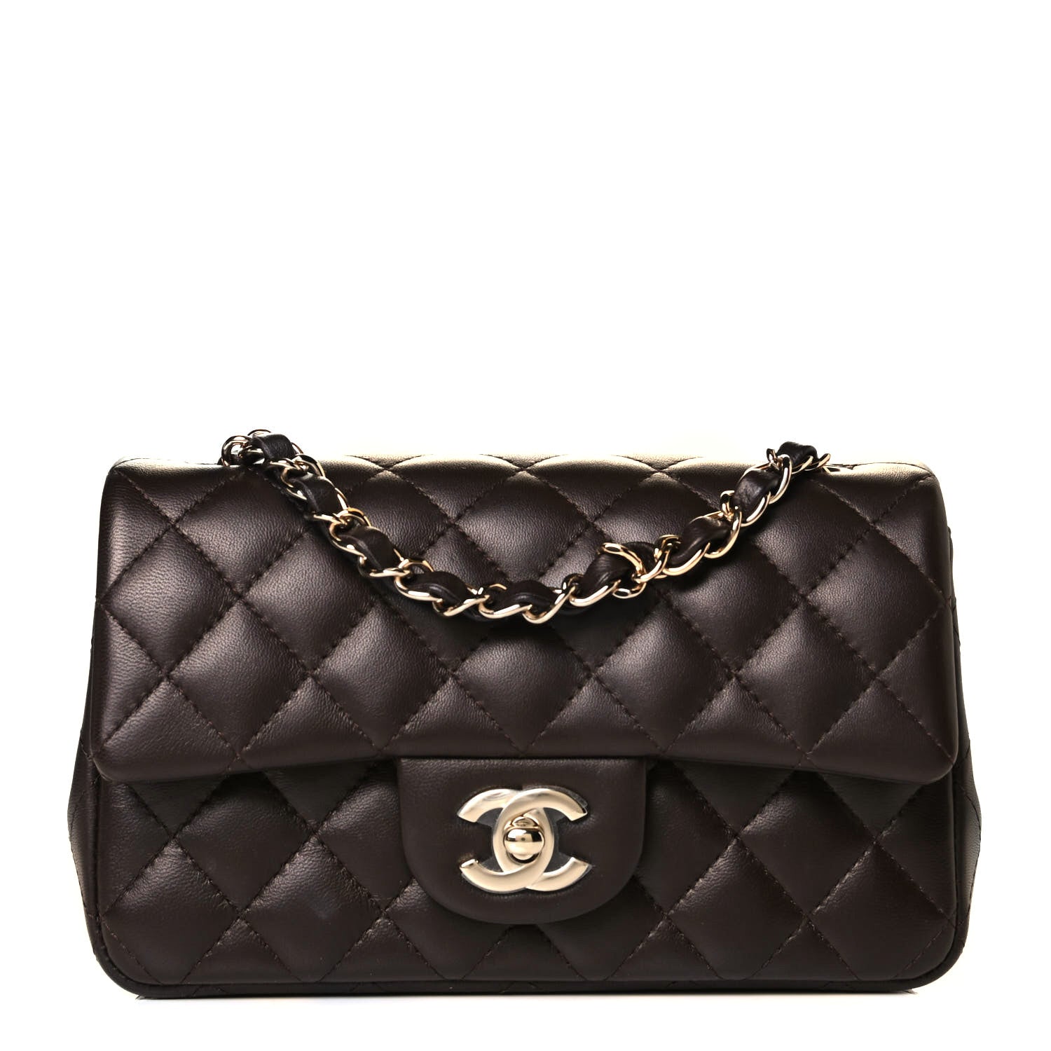 Chanel Lambskin Quilted Mini Rectangular Flap Dark Brown 1 of 6