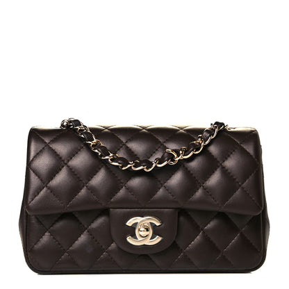 Chanel Lambskin Quilted Mini Rectangular Flap Dark Brown 1 of 6