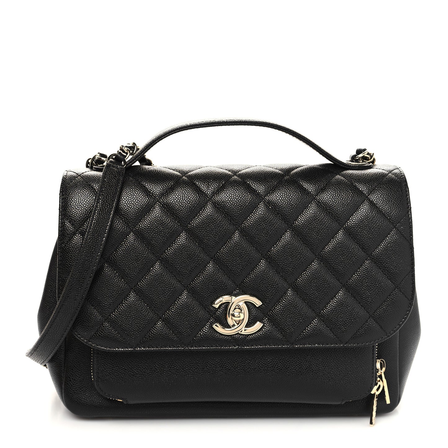 Caviar Quilted Large Business Affinity Flap Black